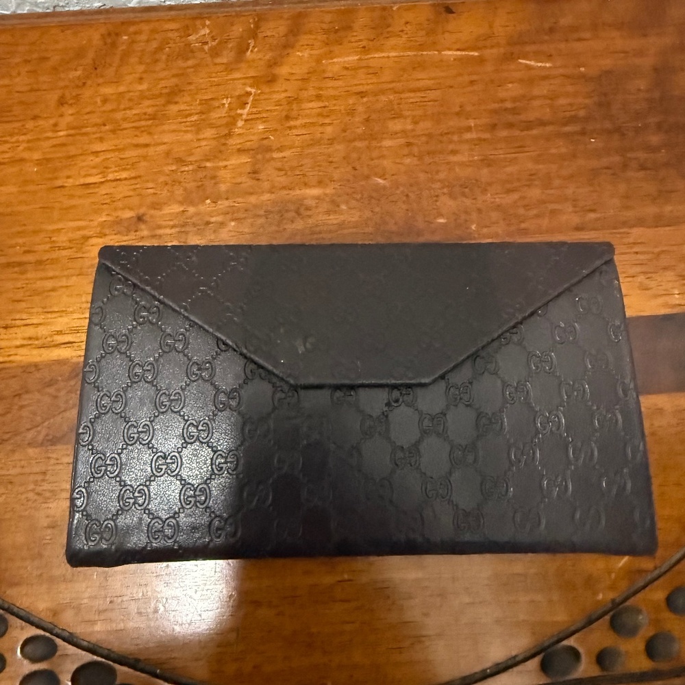 GUCCI Sunglasses Foldable Folding Case (TriFold) Brown Faux Leather Authentic
